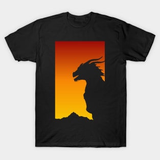 Sunset Dragon Artwork - Dragon Lover Design - Dragon Gift Dragonslayer Dragon Art T-Shirt